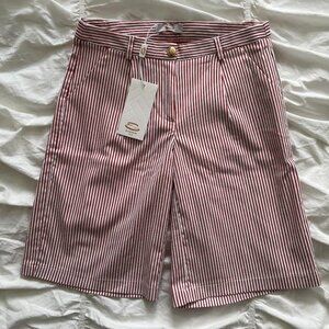 Everis Red and White Striped Tailored Bermuda Shorts